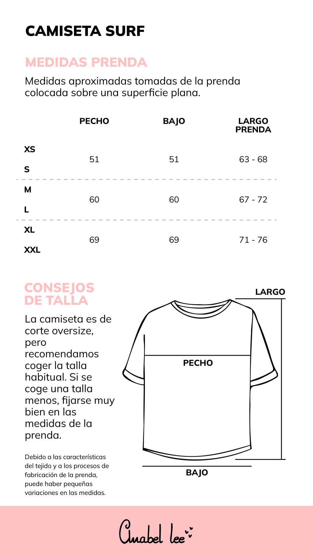 Guía de tallas CAMISETA SURF