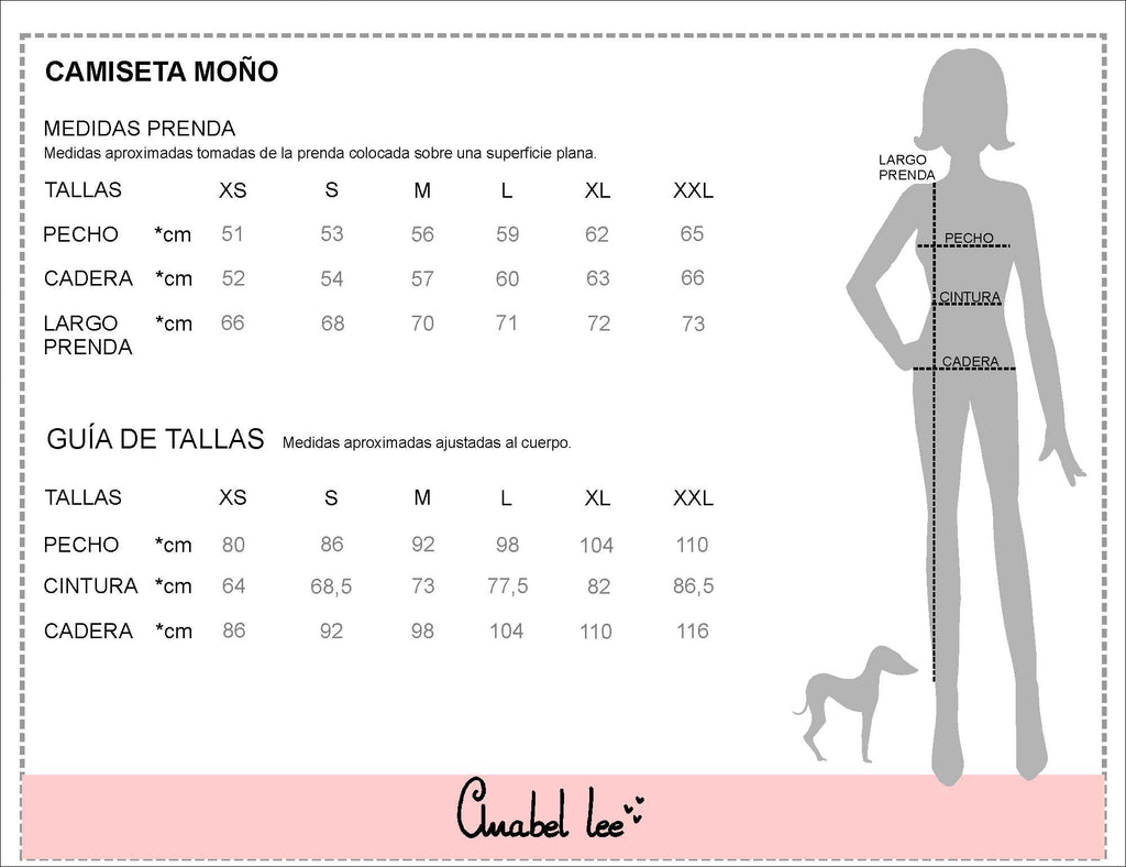 Guía de tallas CAMISETA MOÑO