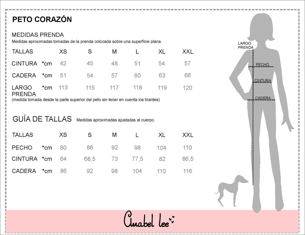 Guía de tallas PETO CORAZÓN