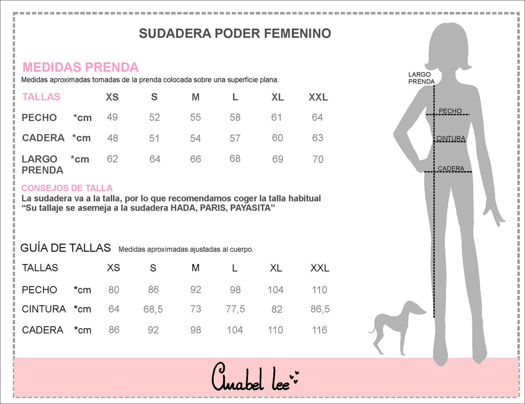 Guía de tallas SUDADERA PODER FEMENINO