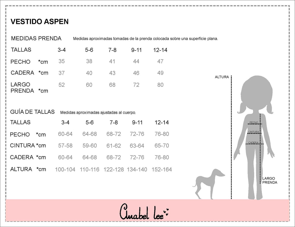 Guía de tallas SUDADERA ASPEN NIÑA