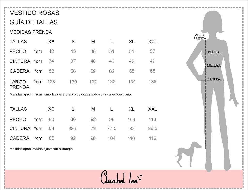 Guía de tallas VESTIDO ROSAS