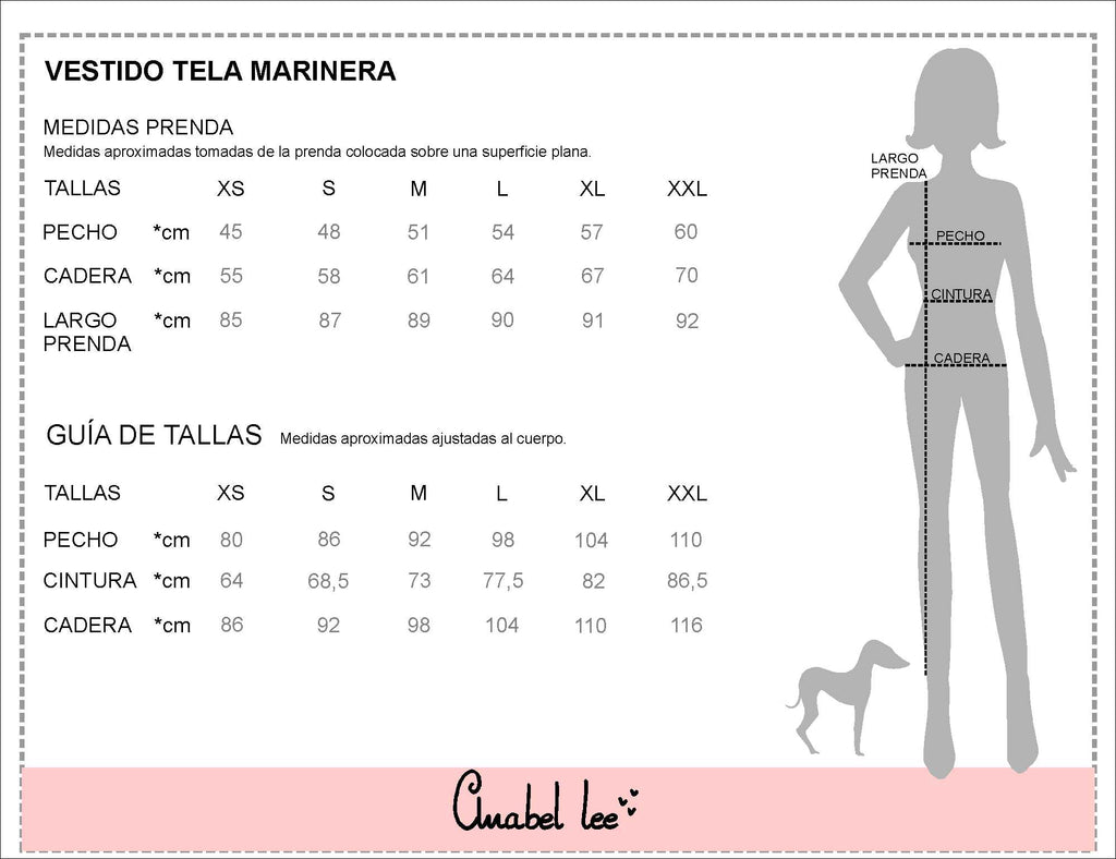 Guía de tallas VESTIDO TELA MARINERA