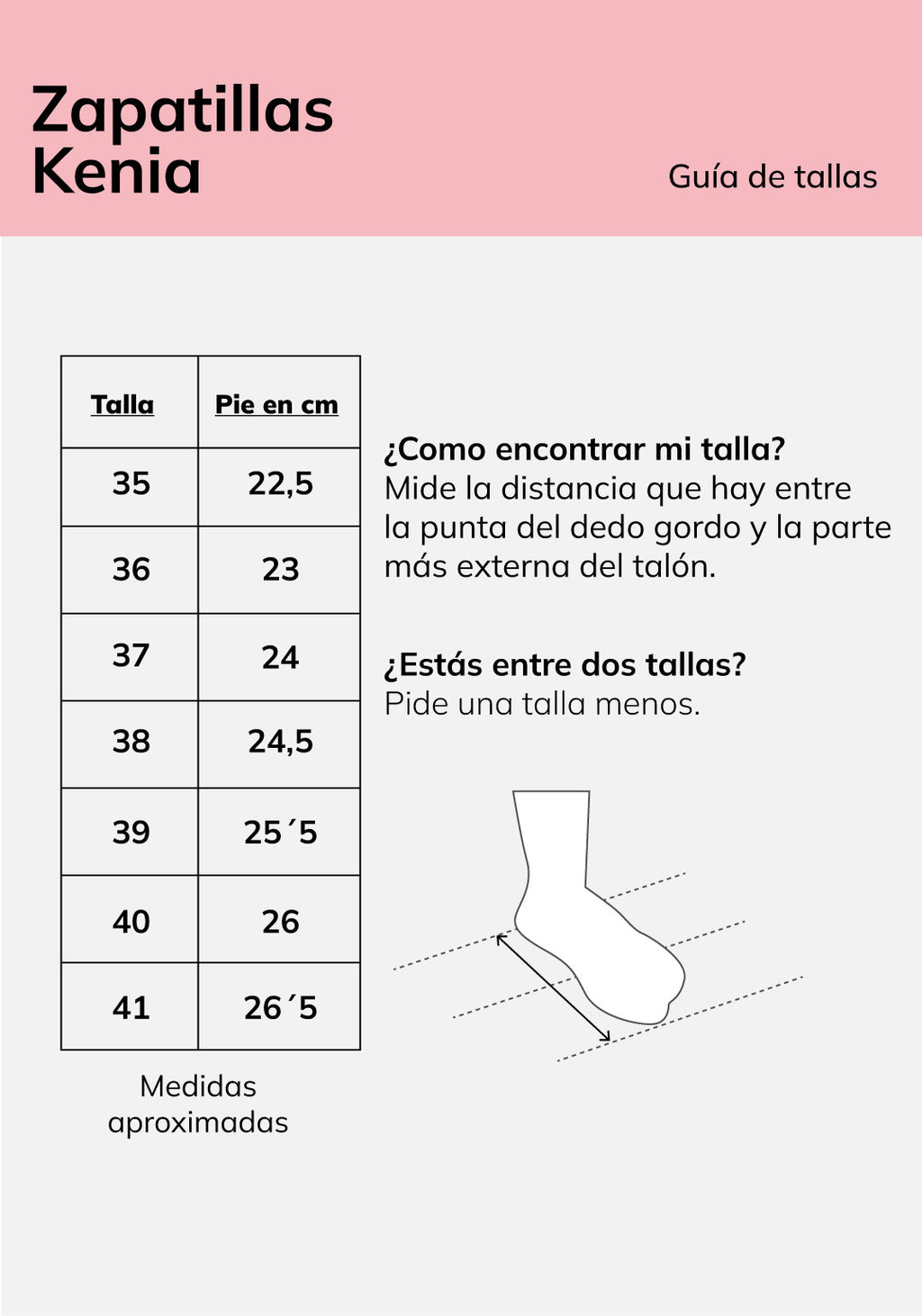 Guía de tallas SNEAKERS KENIA