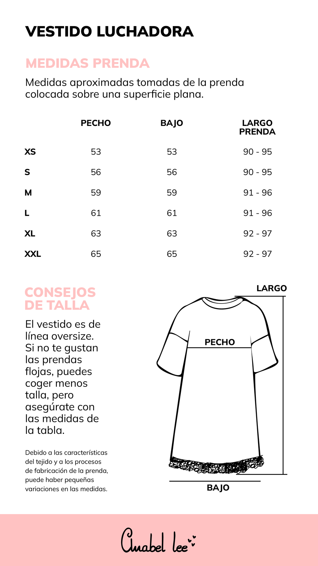 Guía de tallas VESTIDO LUCHADORA