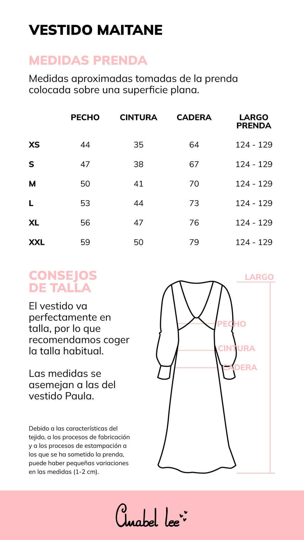 Guía de tallas VESTIDO MAITANE