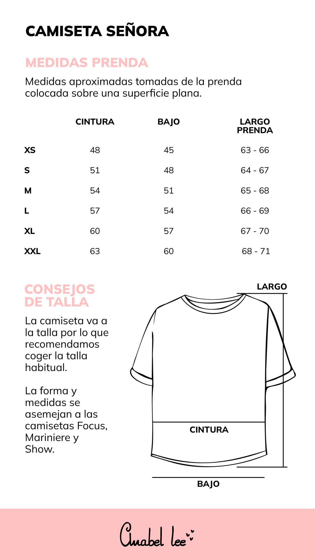Guía de tallas CAMISETA SEÑORA