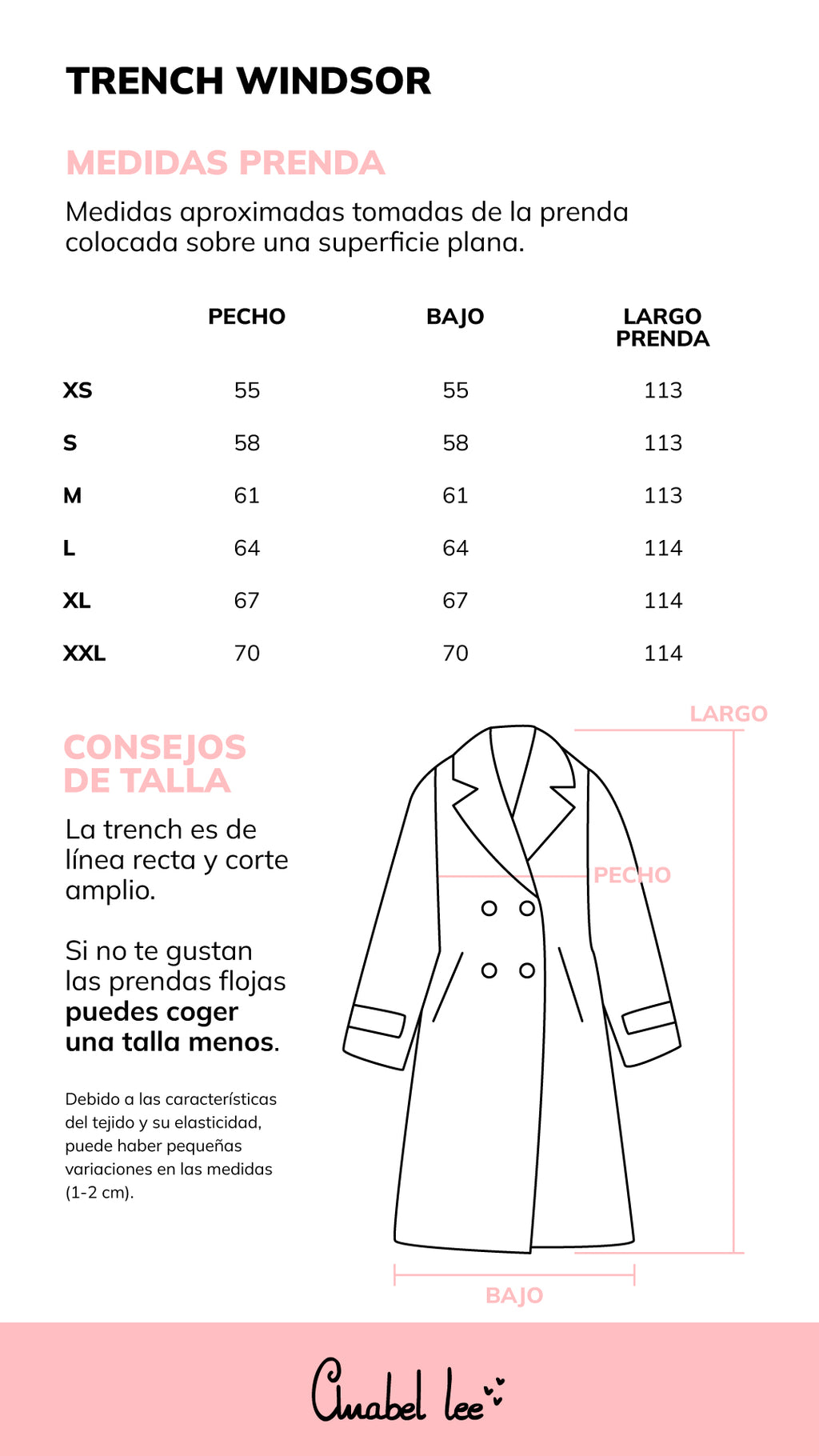 Guía de tallas TRENCH WINDSOR