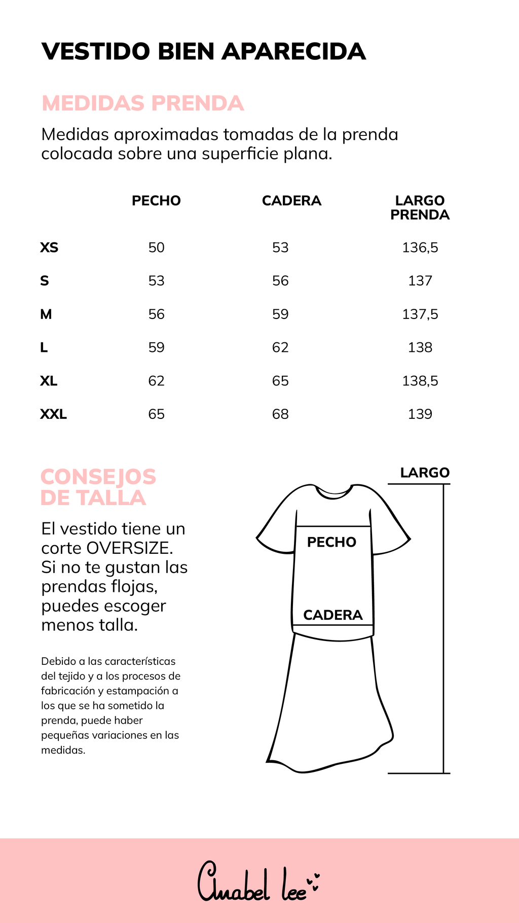 Guía de tallas VESTIDO BIEN APARECIDA