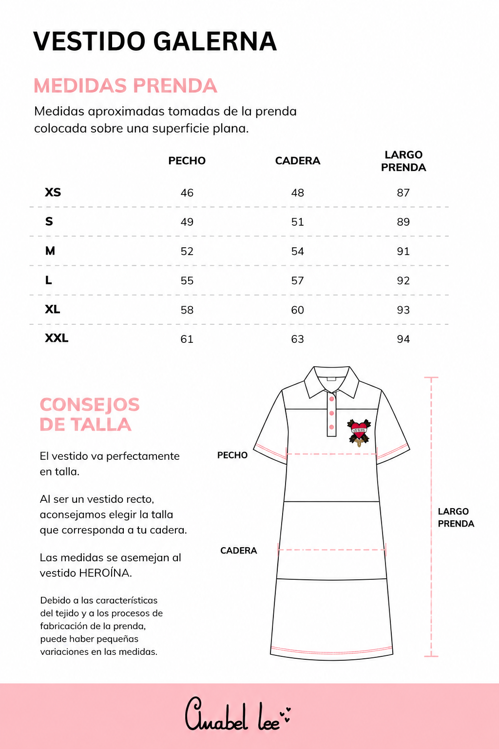 Guía de tallas VESTIDO GALERNA