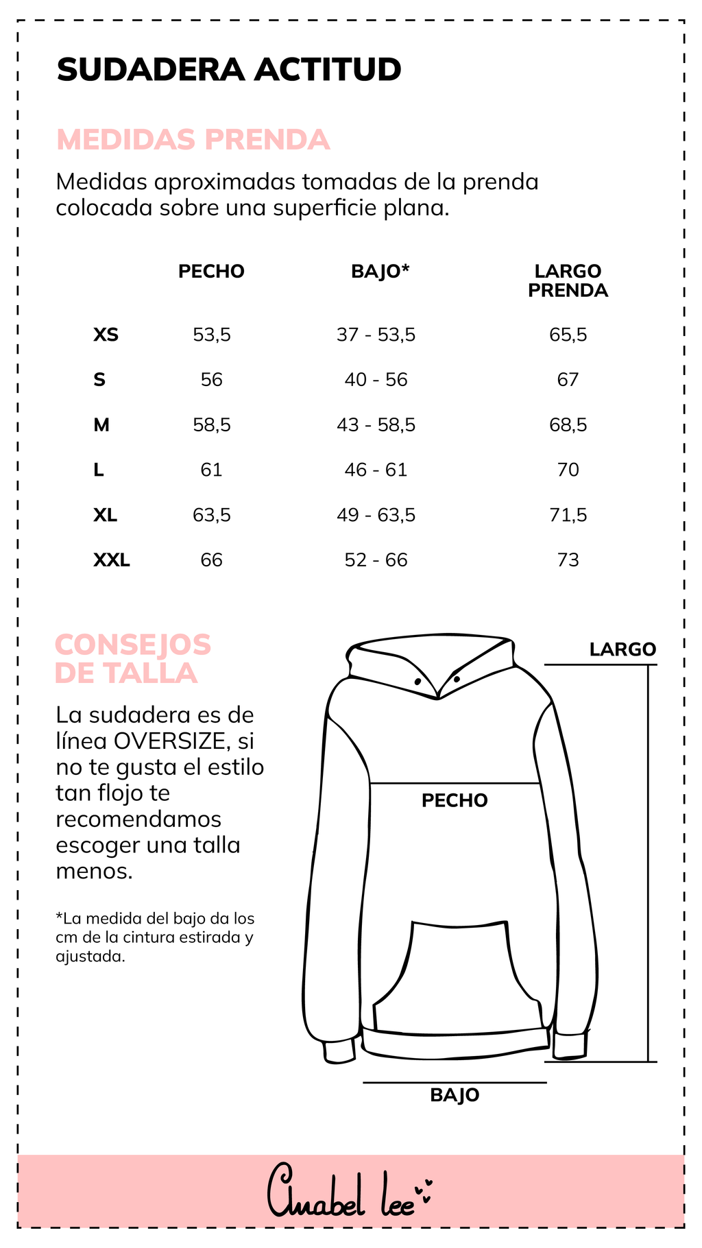 Guía de tallas SUDADERA ACTITUD